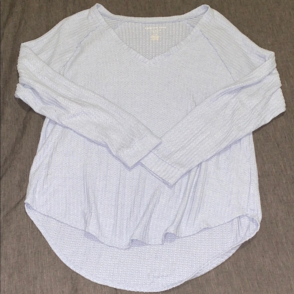 American Eagle Outfitters Blue Ribbed Relaxed Sweater